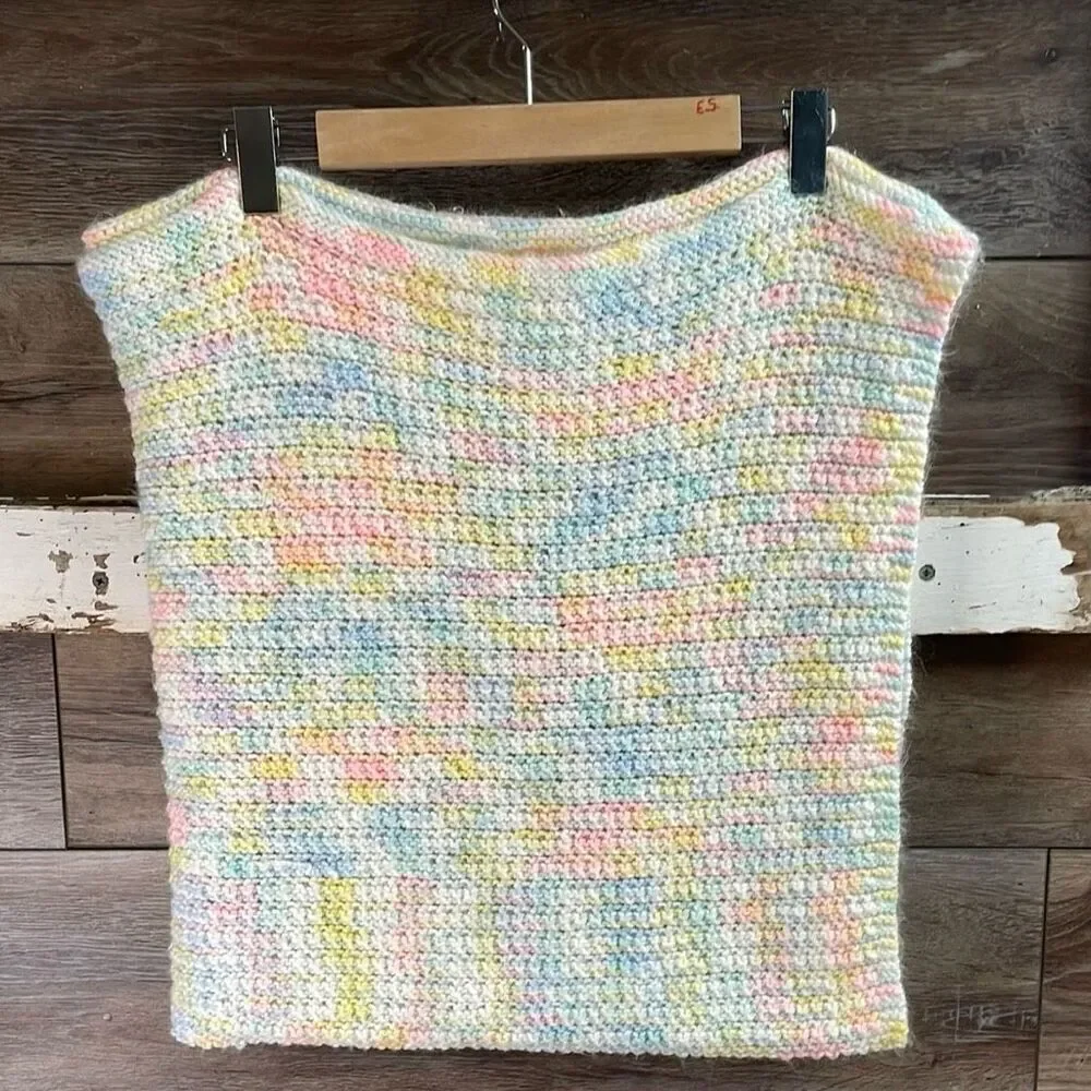 Crochet Handmade Baby Blanket Lap Blanket Pastel Colors Size Approx 48” x 48”